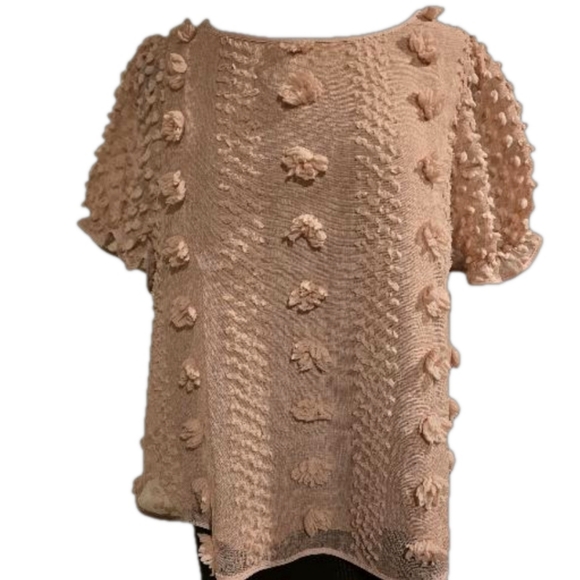 NWT MINE Short sleeve Dusty Rose Color Top With beautiful detail Size Large NWT - Picture 2 of 7